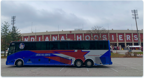 Lorenz bus at college sports team event at Indiana University. 