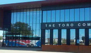 Lorenze charter bus in front of The Toro Company